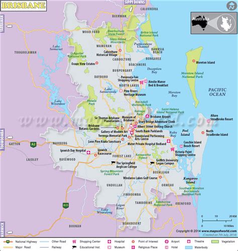 Brisbane Map, City Map of Brisbane, Australia