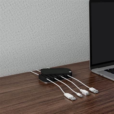 Desktop Cable Organizer- Cord Management for 7 Wires- Non-Slip Base ...