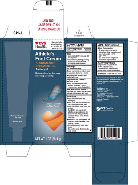 Clotrimazole 1% Athletes Foot (cream) CVS Pharmacy