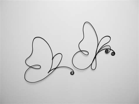 Set of 2 butterfly butterflies in wire, butterfly sketch, wall ...