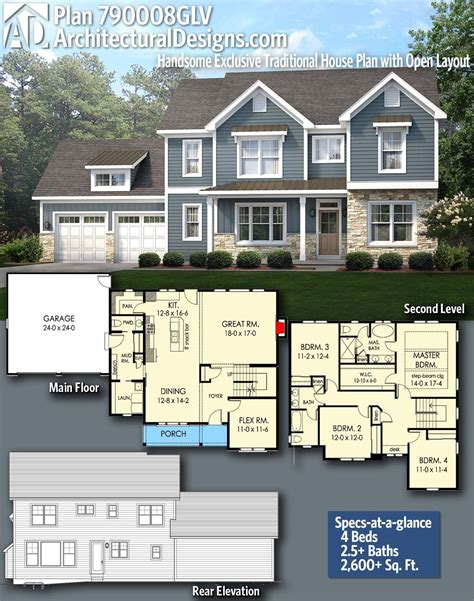 Traditional House Plans With Open Floor Plan | House blueprints, Family ...