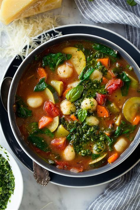 Gnocchi Vegetable Soup with Pesto and Parmesan - Cooking Classy