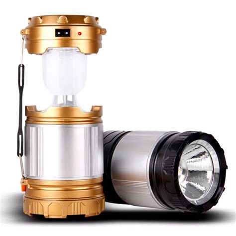 LED Portable Lantern 2 in 1 Solar Power Portable Flashlight Shockproof ...