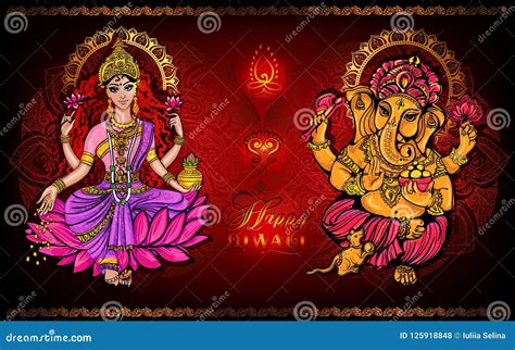 Lakshmi And Ganesh Cartoon Vector | CartoonDealer.com #27335475