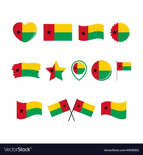 Guinea-bissau flag icon set on a white background Vector Image