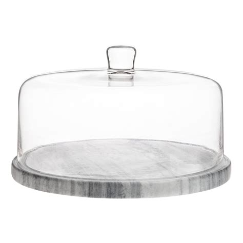 Galashield Marble Cake Stand with Dome | Cake Plate with Glass Dome ...