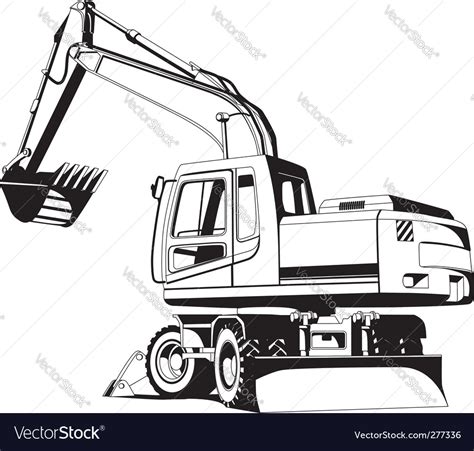 Excavator outline Royalty Free Vector Image - VectorStock