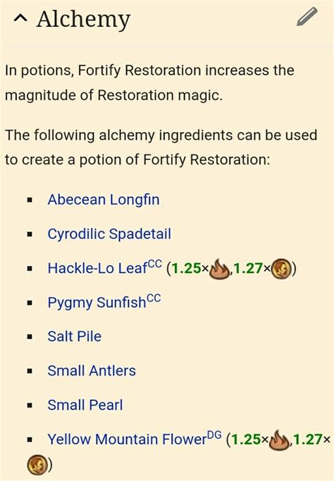 Alchemy In potions, Fortify Restoration increases the magnitude of ...