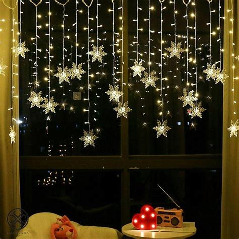 Luxtrada 96 LED Snowflake Fairy String Curtain Window Light LED Starry ...