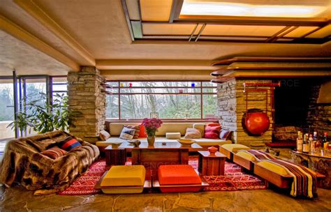 Cushions and Pillows - Fallingwater Living Room Interior (Frank Lloyd ...