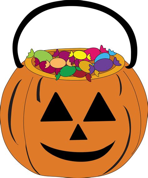 Halloween Candy Clipart - Pumpkin Bucket Filled with Candies