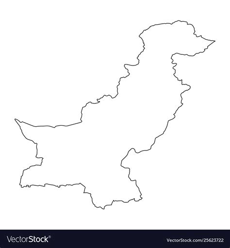 Map black outline pakistan Royalty Free Vector Image