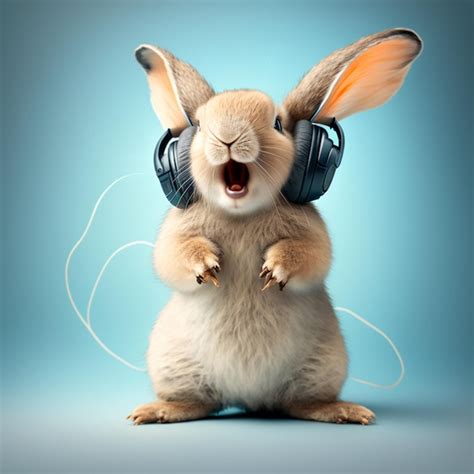 Premium AI Image | illustration of rabbit listening to music