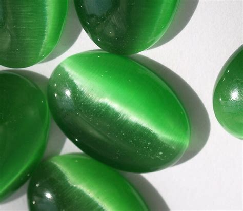 10 pcs 10x14 mm Green Synthetic Cats Eye Glass Cabochons | Etsy