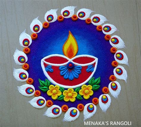 Easy Diya Rangoli Designs For Diwali | Easy Deepam Rangoli Designs For ...