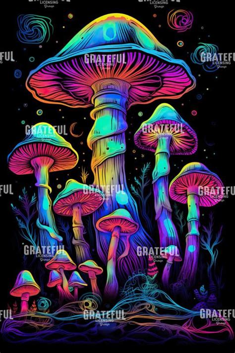 Glowing Mushrooms - Grateful Art Licensing