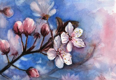 Cherry Blossoms Painting by Olga Shvartsur - Fine Art America