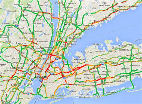 Traffic Map of New York City at peak congestion - 5:30 PM on a Friday ...