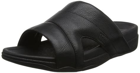 Fitflop Freeway Pool Slide In Leather Slide Sandal in Black for Men - Lyst