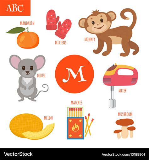 Letter m cartoon alphabet for children monkey Vector Image