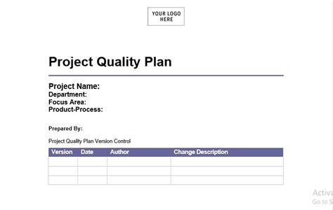 Project Quality Management Plan Template