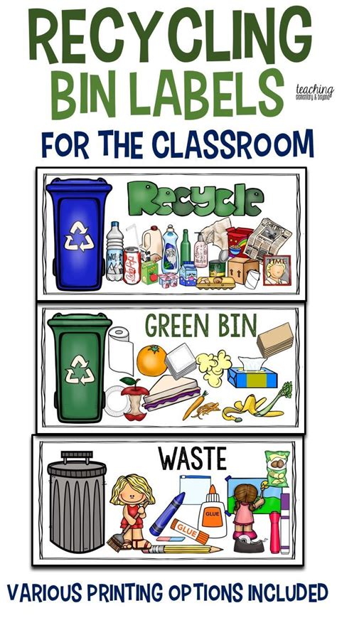 recycling bin labels for the classroom