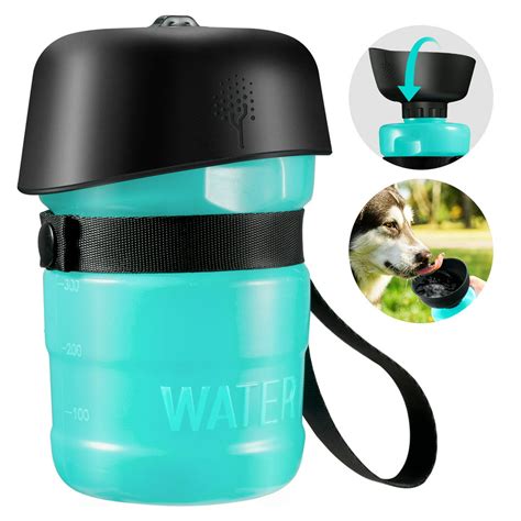 LANGRIA Portable 2 in 1 Dog Water Bottle, Foldable Pet Water Bottle ...