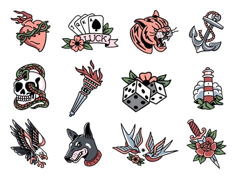 Traditional Tattoo Flashes by Alex Spenser for syncrely on Dribbble