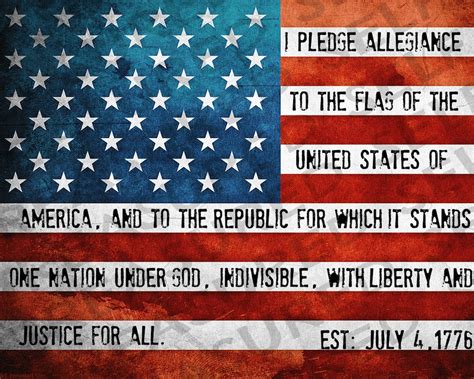 Flag Pledge Printable Pledge of Allegiance Patriotic Wall | Etsy