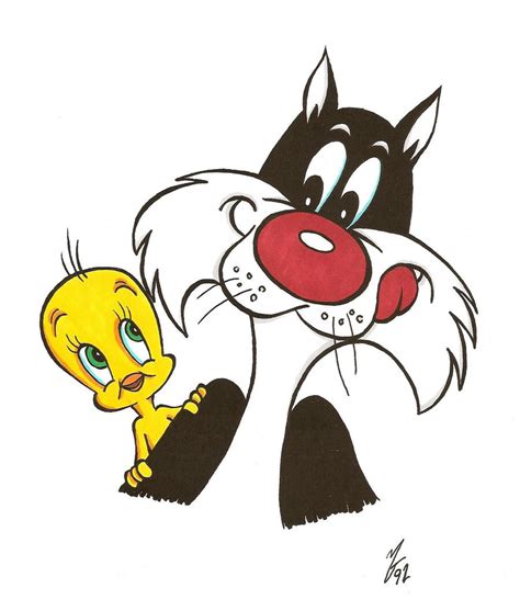 Tweety and Sylvester by zombiegoon on DeviantArt