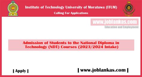 Admission for National Diploma in Technology (NDT) Courses 2023/24 ...