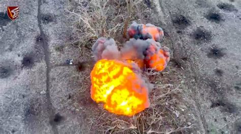 Thermobaric Grenade Dropped On Russian Infantry