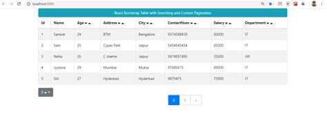 React Bootstrap Table With Searching and Custom Pagination | DevsDay.ru