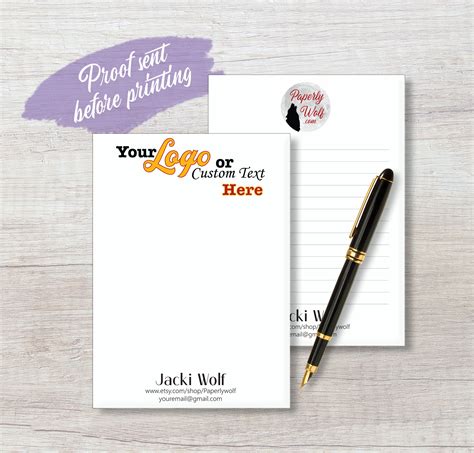 Custom Business Notepad With Your Logo And/or Text - Etsy