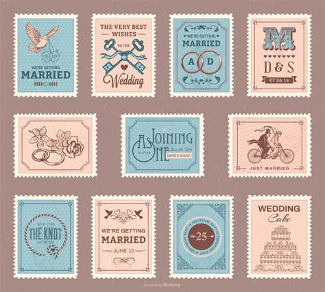 Vintage Wedding Stamp Vector Set 194891 Vector Art at Vecteezy