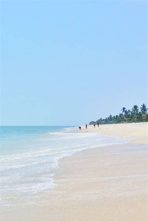 people are walking on the beach near the water