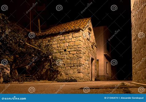 Stone House in Old City Night View Stock Photo - Image of building ...