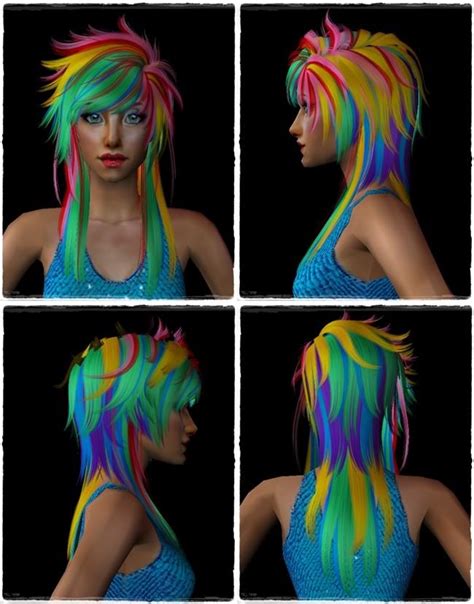 OMG RAINBOW SIMS HAIR | Sims 2 hair, Sims hair, How to make hair