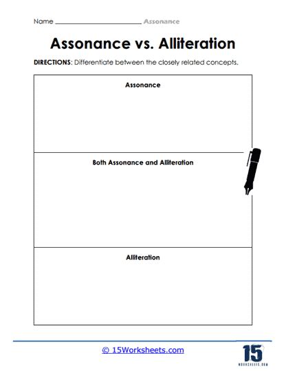 Assonance Worksheets - 15 Worksheets.com