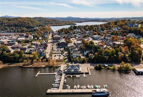 Aerial View of Newport Vermont in the Fall Stock Image - Image of port ...