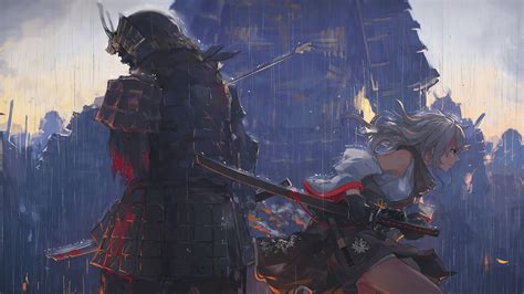 Samurai, Fighting, Anime, Girl, 4K, 3840x2160, HD Wallpaper | Rare Gallery