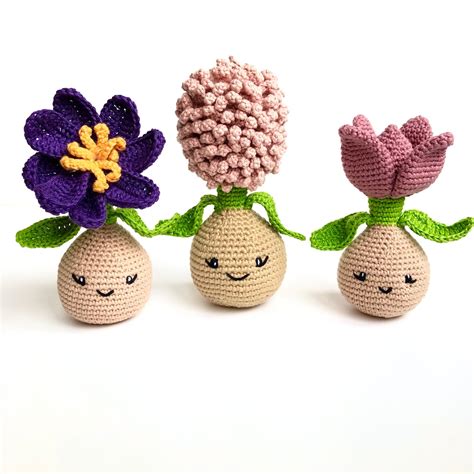 Amigurumi flowers pattern crochet flower set of 3 patterns | Etsy