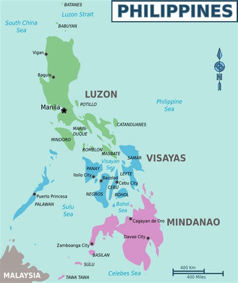 Detailed regions map of Philippines | Philippines | Asia | Mapsland ...