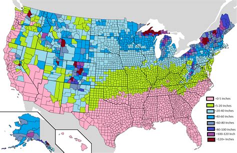 Us Average Snowfall Map | Living Room Design 2020