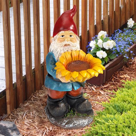 Design Toscano Garden Gnomes Sunflower Sandra Statue & Reviews | Wayfair