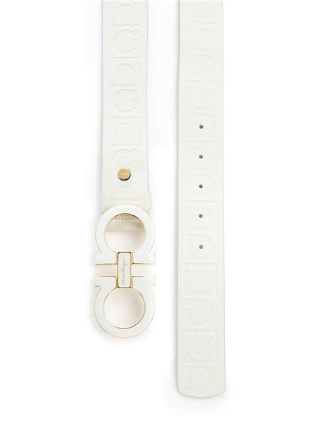 Ferragamo Gancini Leather Belt in White for Men - Lyst