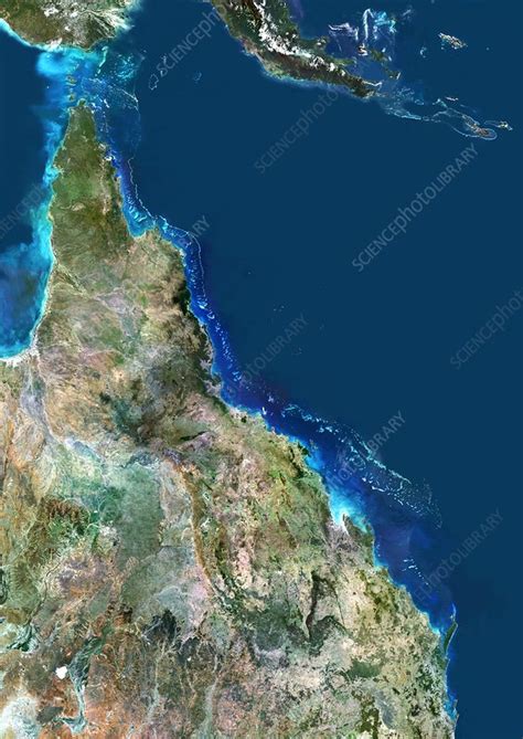 Great Barrier Reef, satellite image - Stock Image C007/3050 - Science ...