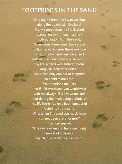 "God, Where are you? Mary Pleaded".... | Footprints in the sand poem ...