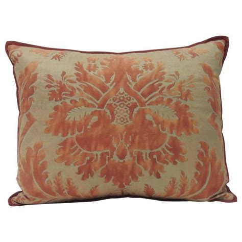 Burnt Orange on Silvery Gold Tones Italian Fortuny "Glicine" Decorative ...