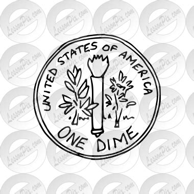 Dime Outline for Classroom / Therapy Use - Great Dime Clipart